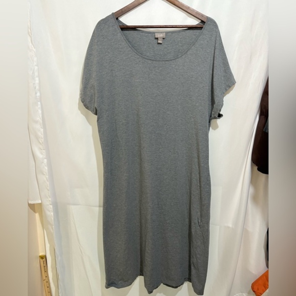 J Jill Jersey Knit Maxi Dress‎ XL Grey A Line Short Sleeve Casual Stretch